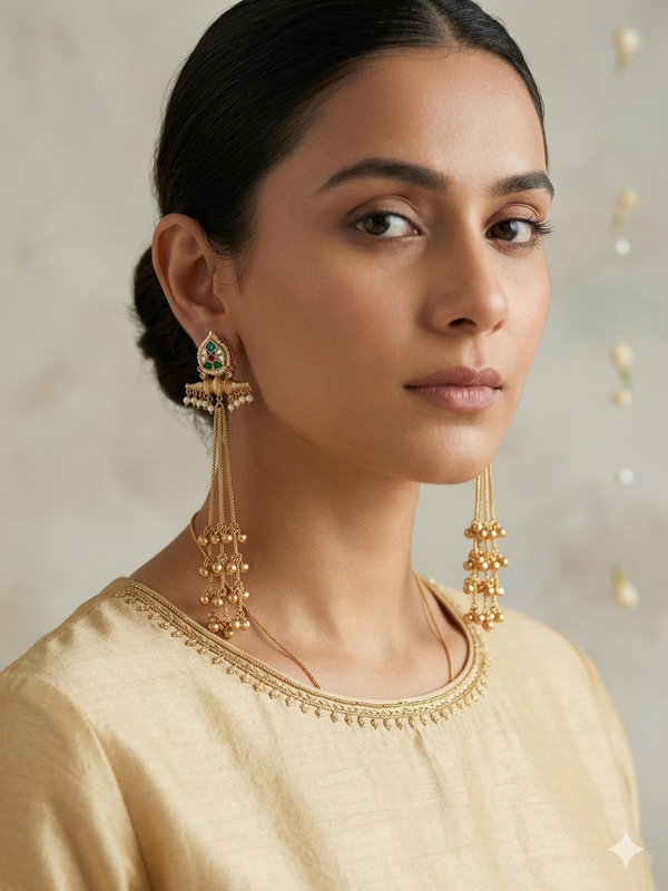 Long Kashmiri Ghungroo Earrings