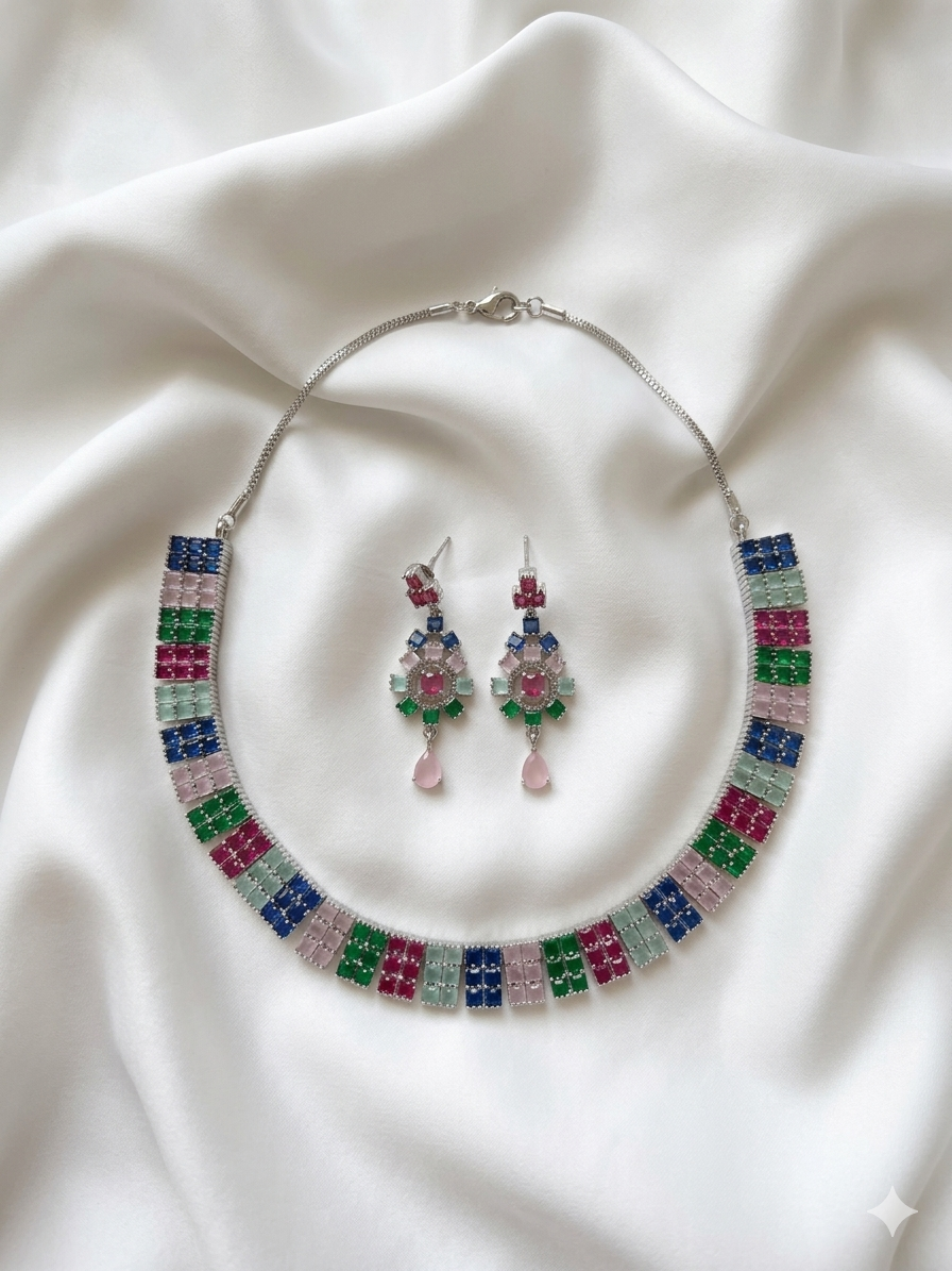 American Diamond Multicolor Choker