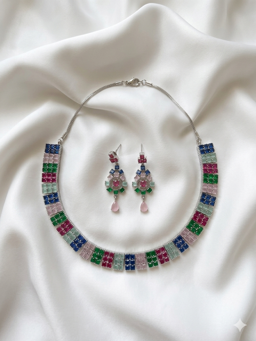 American Diamond Multicolor Choker