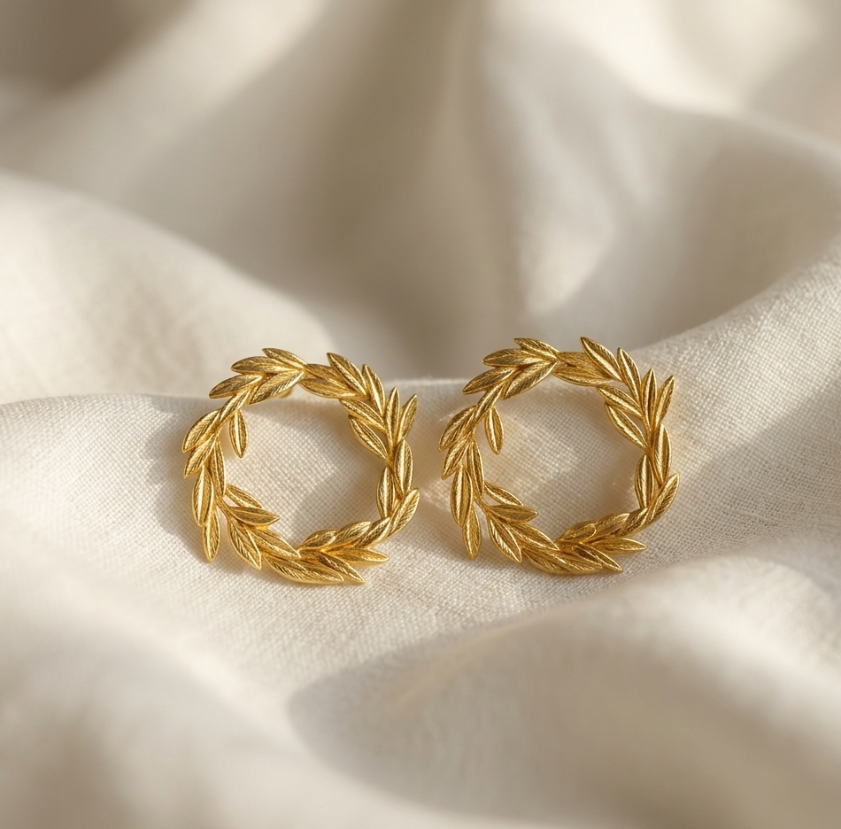 Beautiful Circle Leaf Korean Earrings