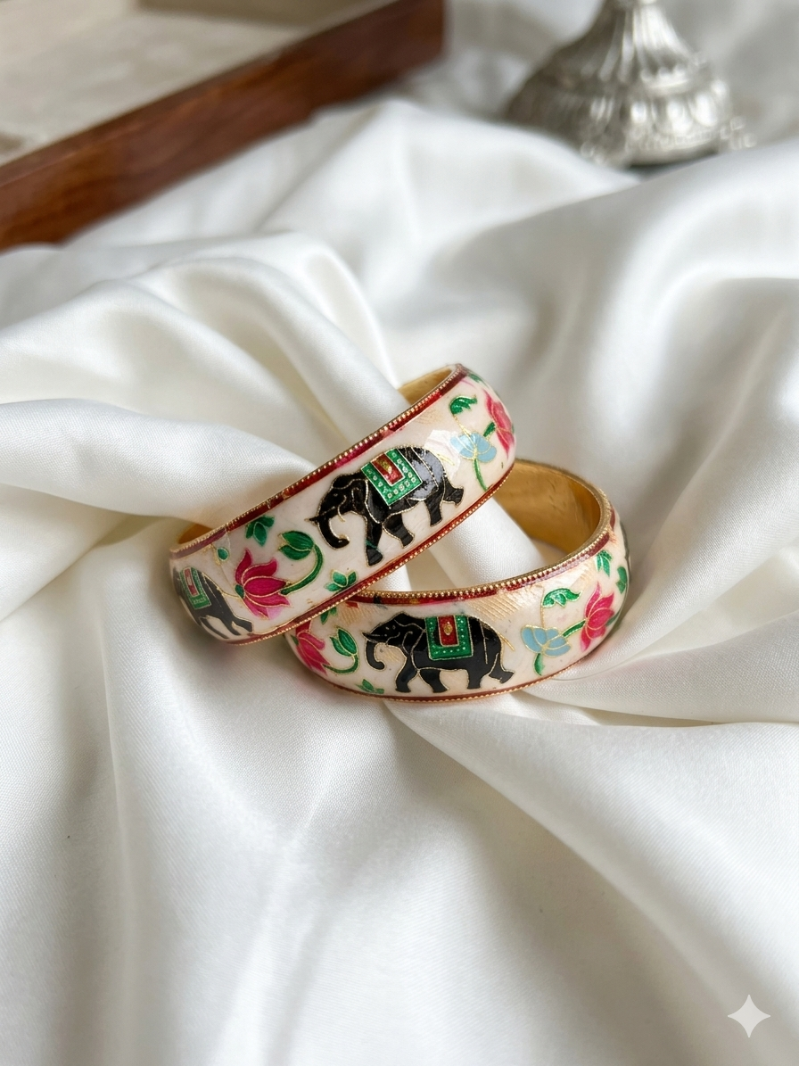 Buy Meenakari Elephant Design Bangles