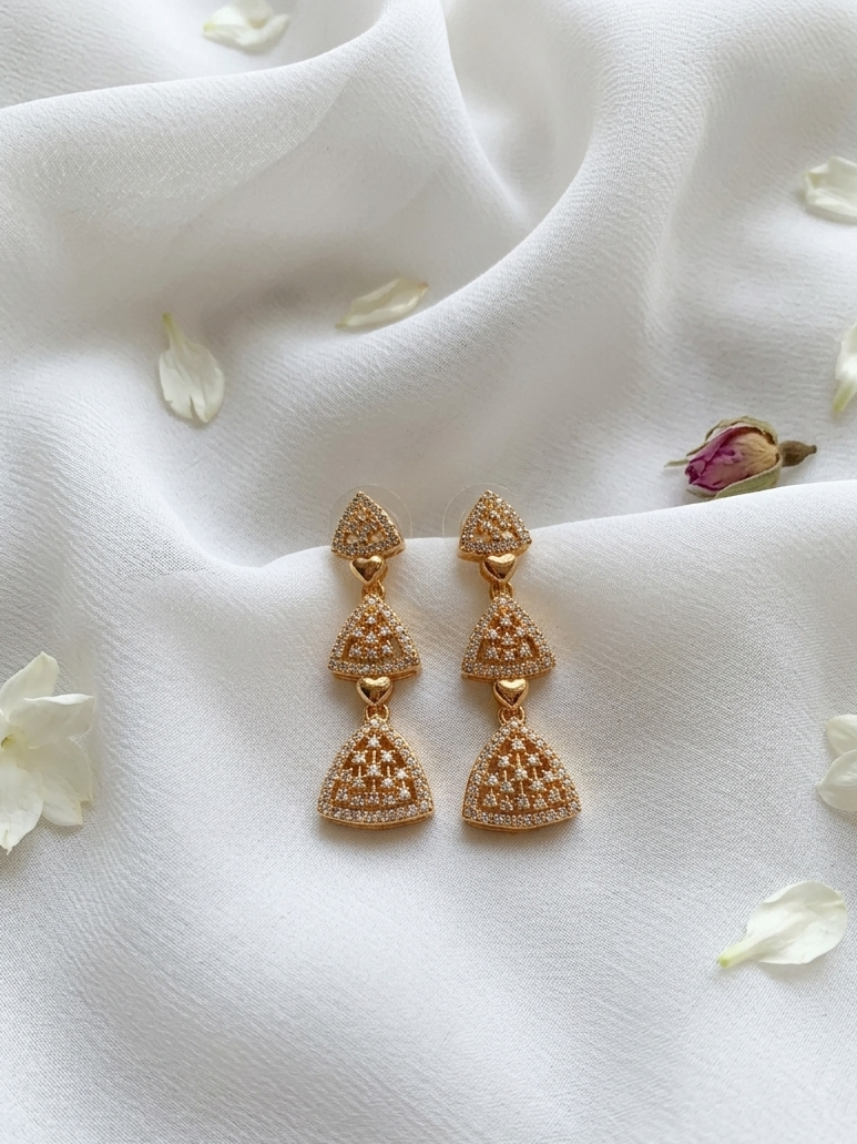 Rose Gold Plated Triangle Shaped Earrings