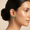 Green Emerald Circle Design Studs
