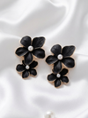 Black Dual Flower Earrings