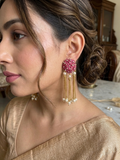 Faux Pearls Floral Earrings