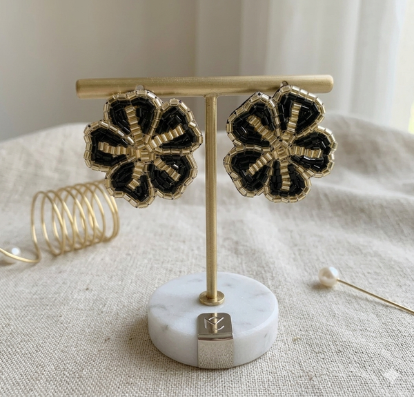 Golden Flower Design Quirky Earrings