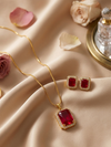 Meraki Gold plated Studded Pendant with Earrings