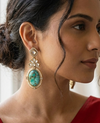Resin Art Pink Kundan Earrings