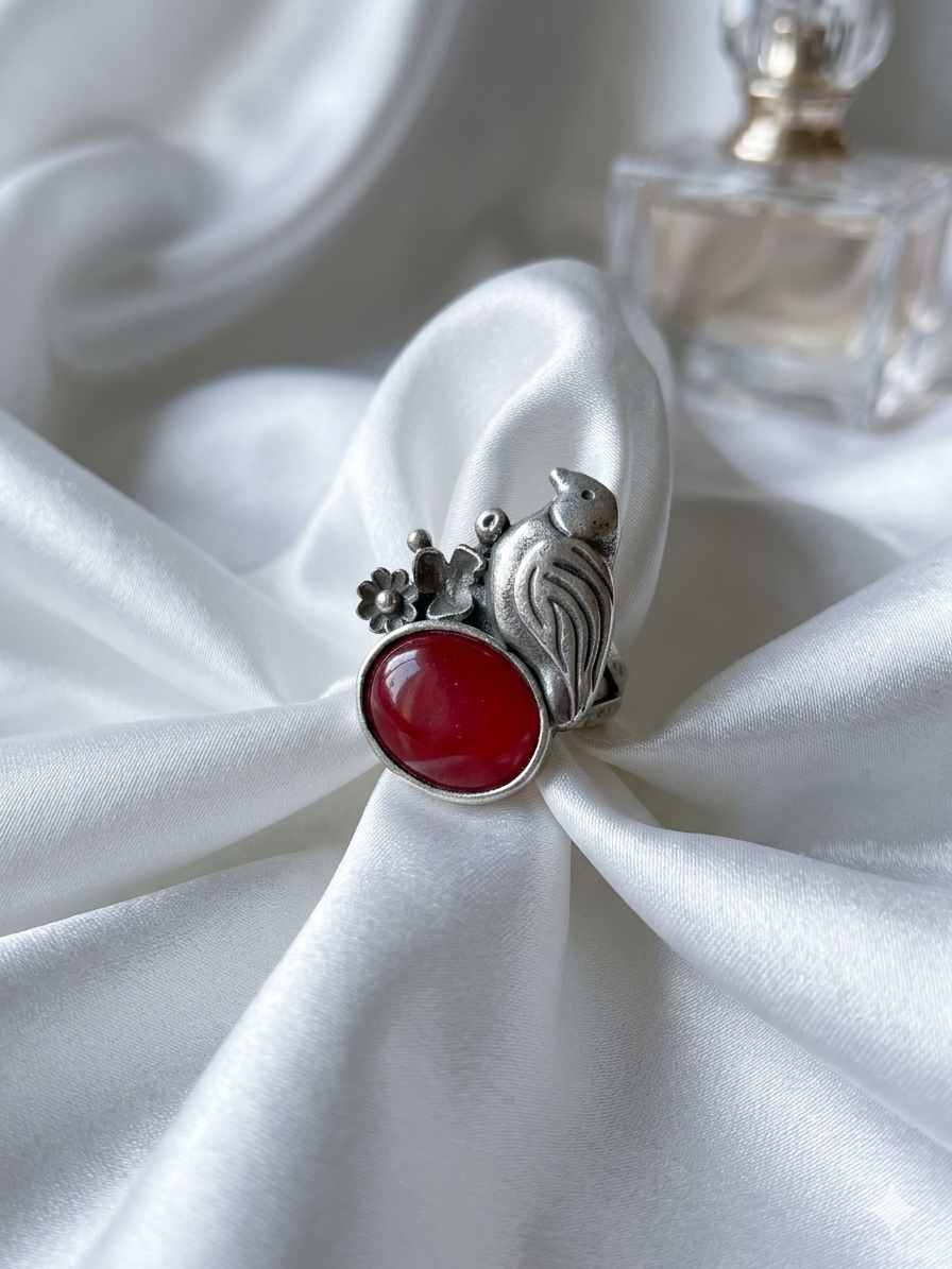 Meraki Sparrow Shape With Stone Oxidized Ring
