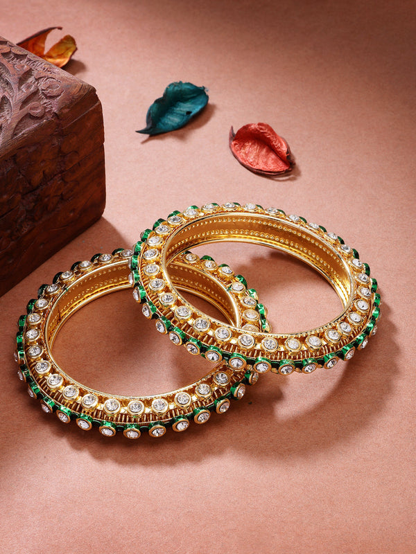 Buy Kundan Green Bangles