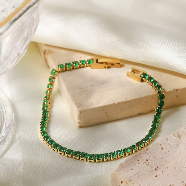 Green Stones Chain Bracelet