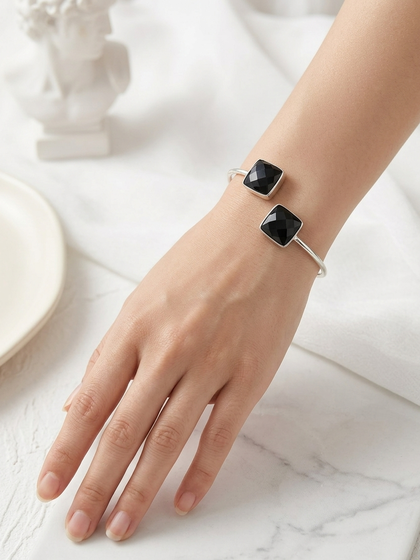 Silver Monalisa Rectangular Stone Bracelet