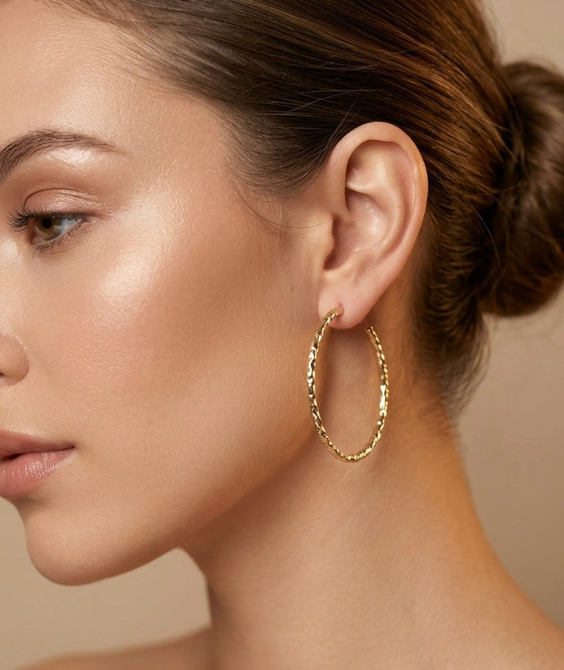 Crunchy Fashion Gold Plated Contemporary Hoop Earrings