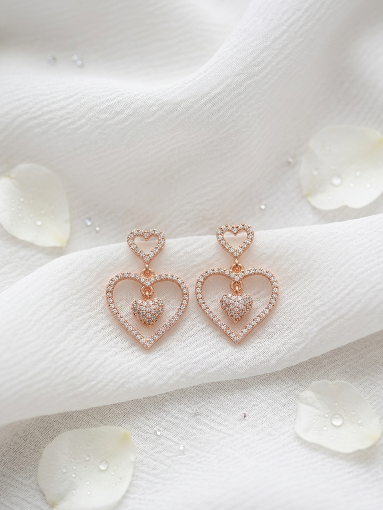 Rose Gold Plated Heart Shape Earring