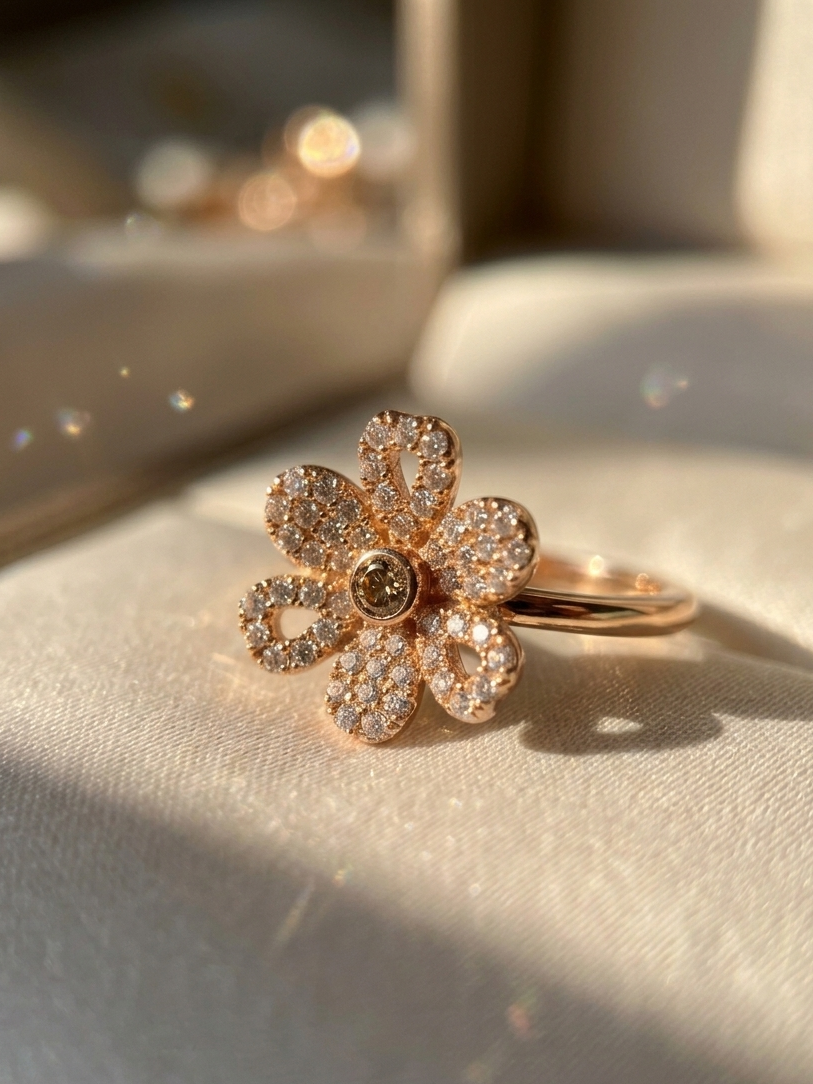 Diamond Ring Gold Plated