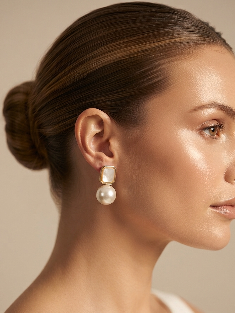 Square Shape Pearl Earrings