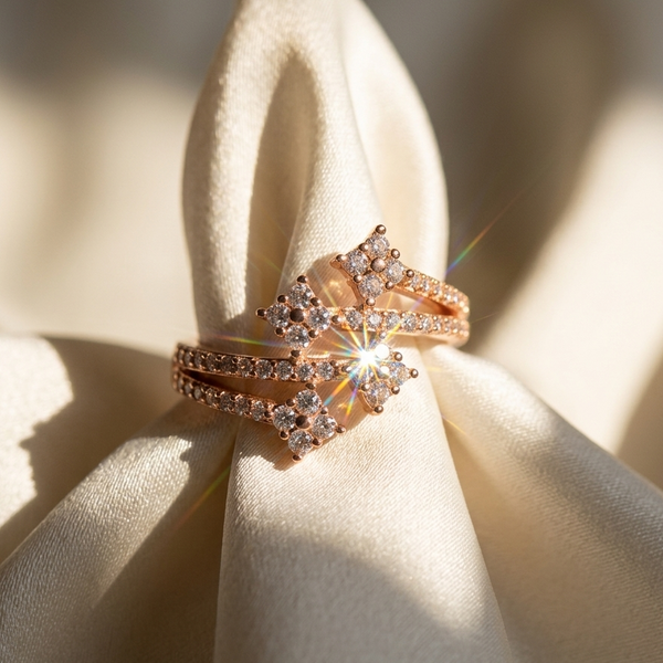 Rose Gold -plated AD Studded Ring