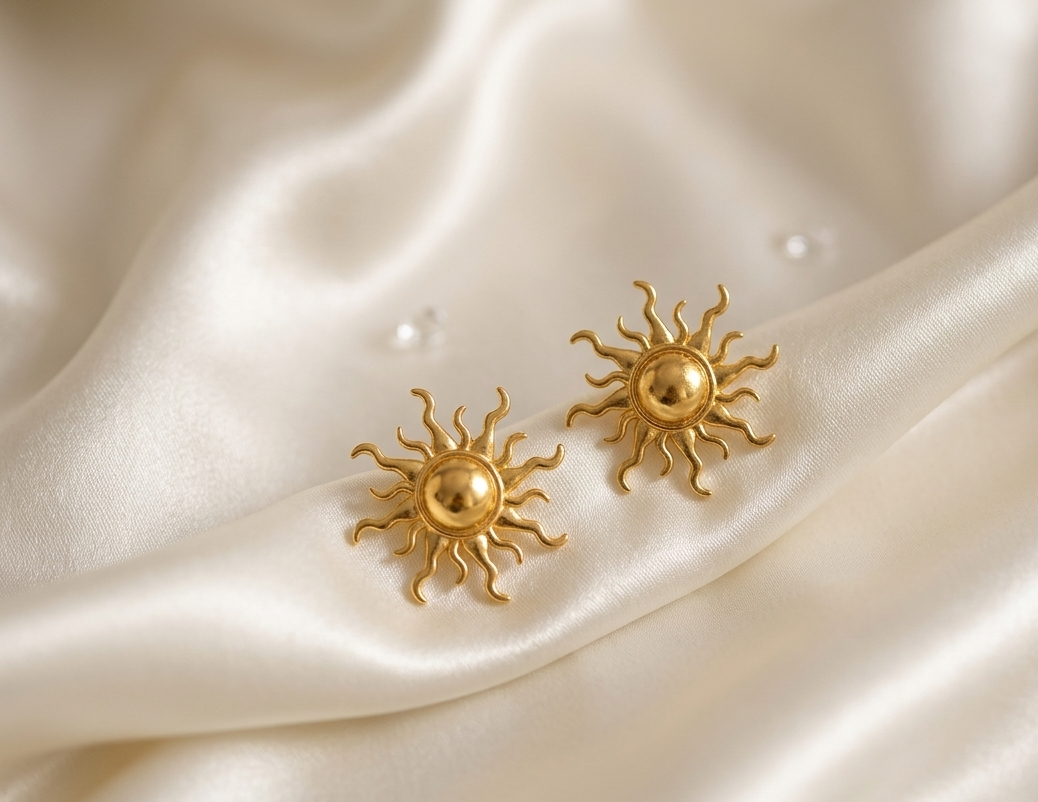 Sun Gold Plated Stud Earrings
