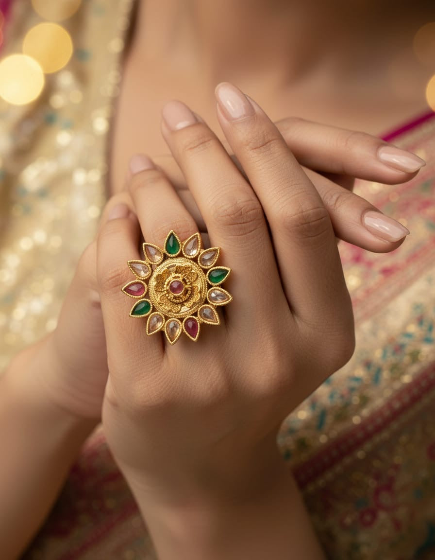 Gold Plated Flower Ring