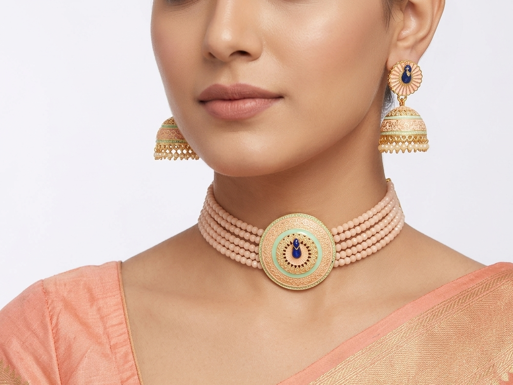 Peacock Design Beaded Necklace