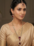 Light Gold Finish Diamond And Stones Kundan Necklace Set
