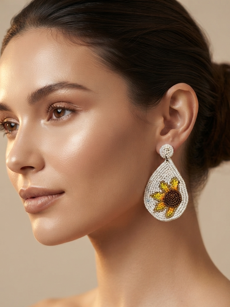 Sunflower Handmade Beaded Earring