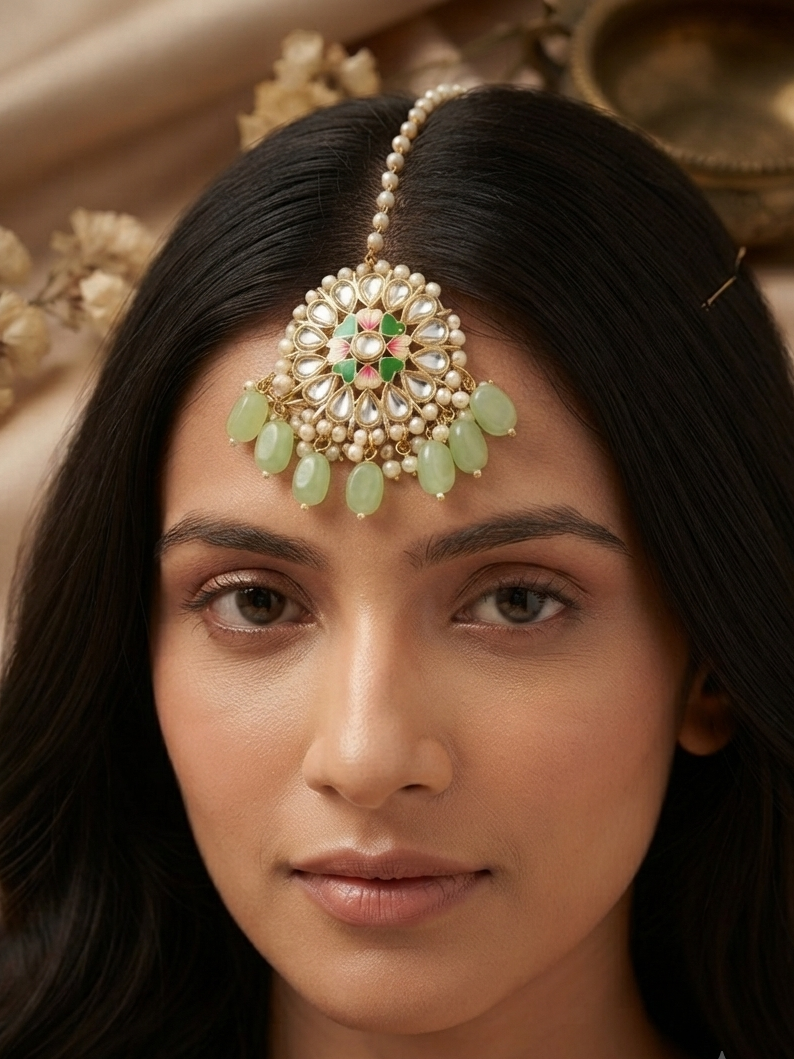 Minakari Beaded Maang Tikka