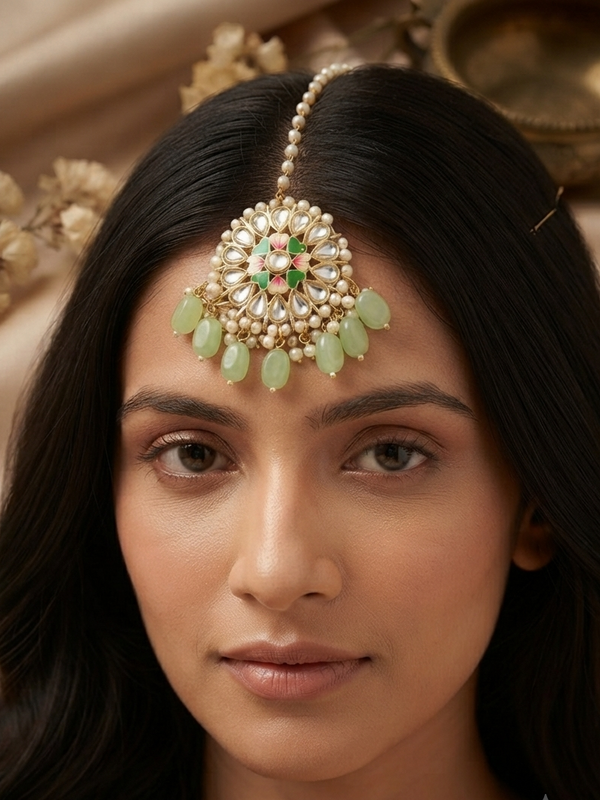 Minakari Beaded Maang Tikka