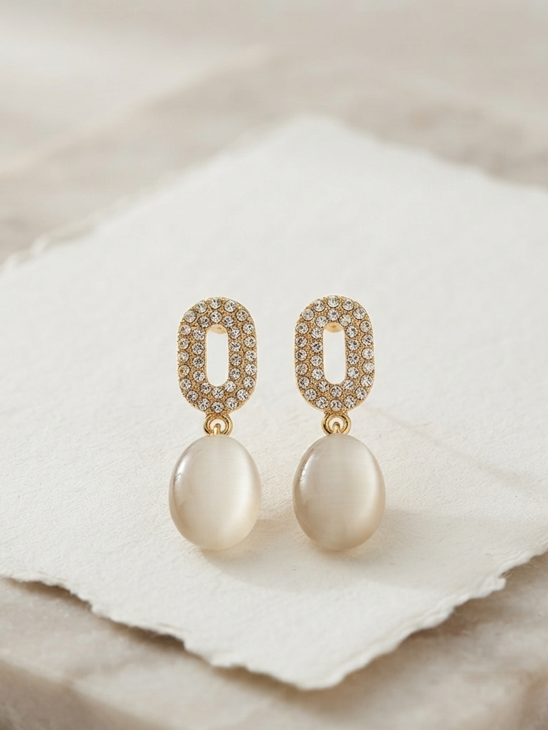 Light weighted American Diamond With White Stone Earring