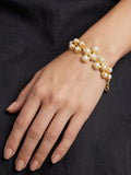 Meraki Gold Plated Adjustable Bracelet with White Pearl