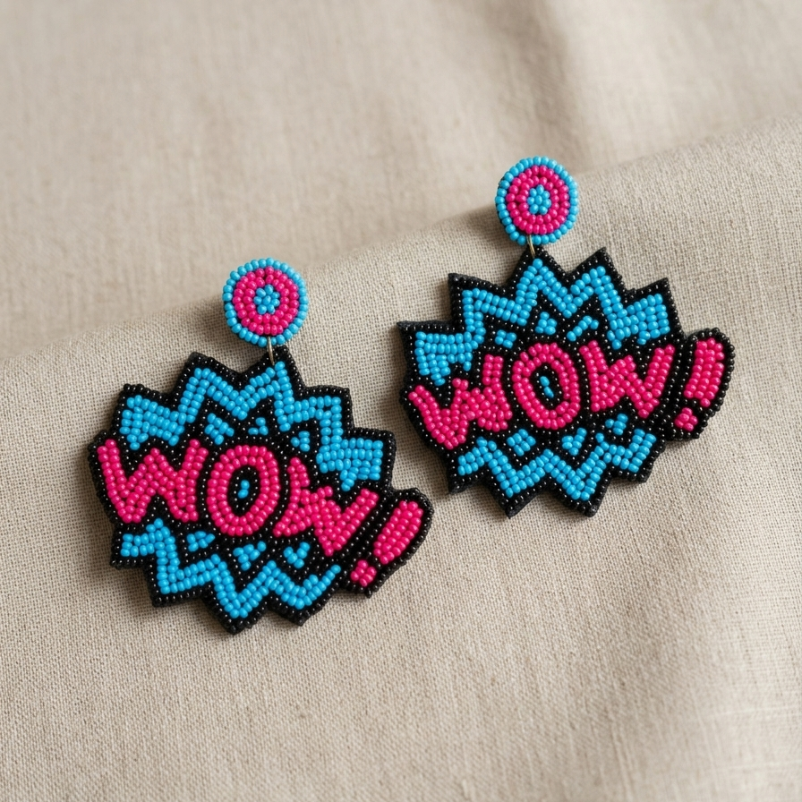 Multicolor Beaded WOW Earring