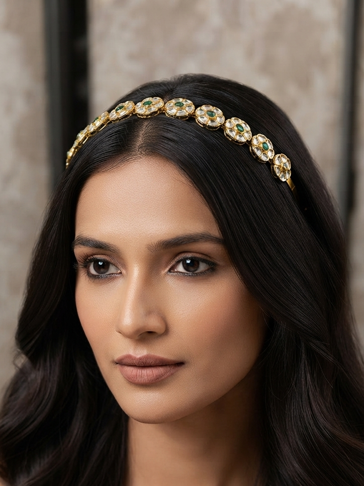 Multicolor Kundan Trendy Hairband