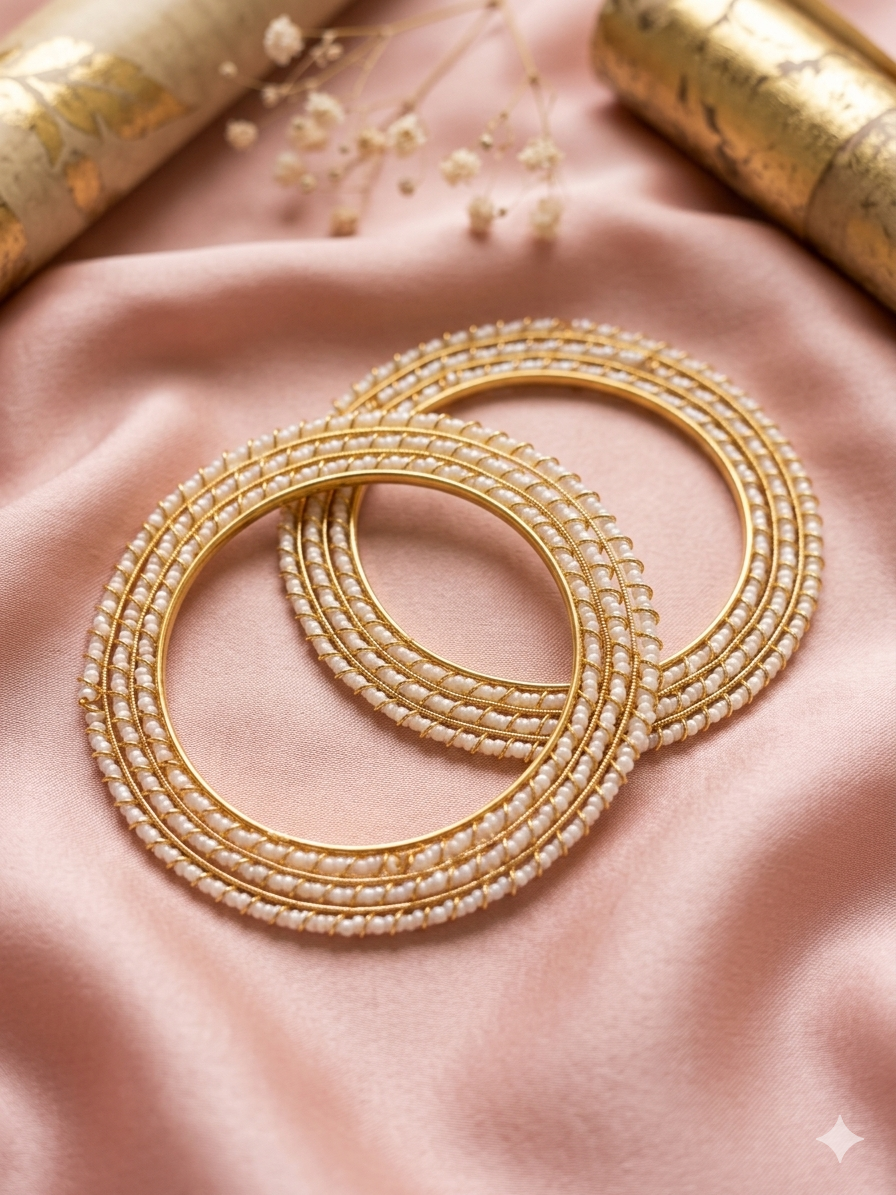 Elegant White Pearl Bangles