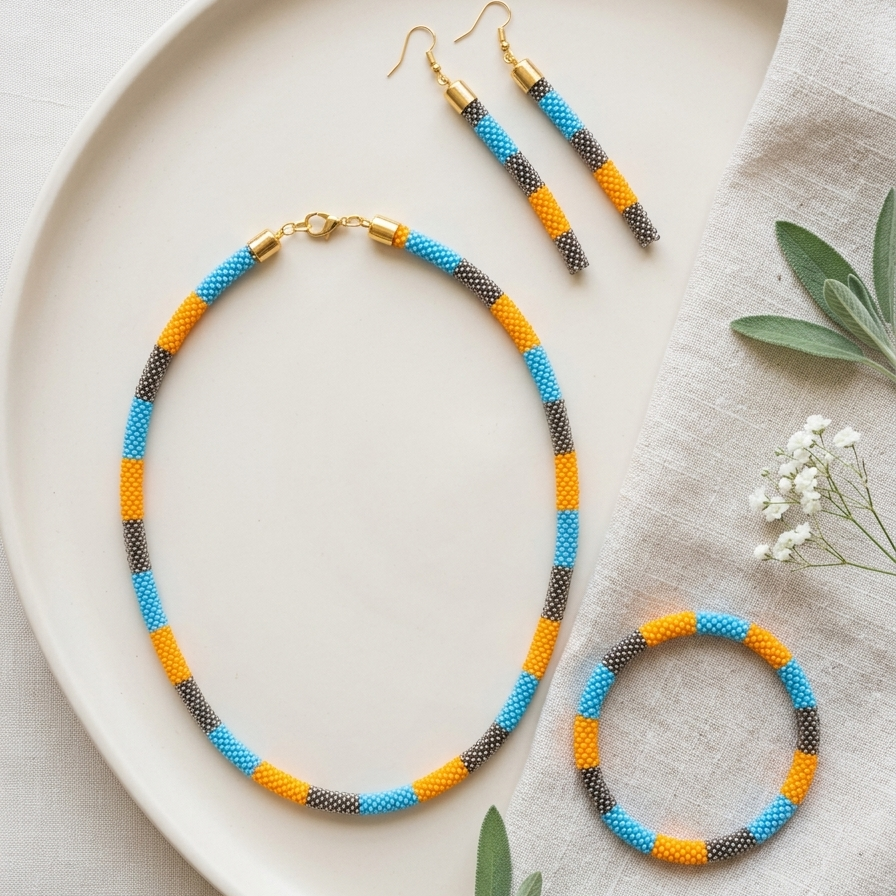Dual Shade Seed Beads Necklace Sets