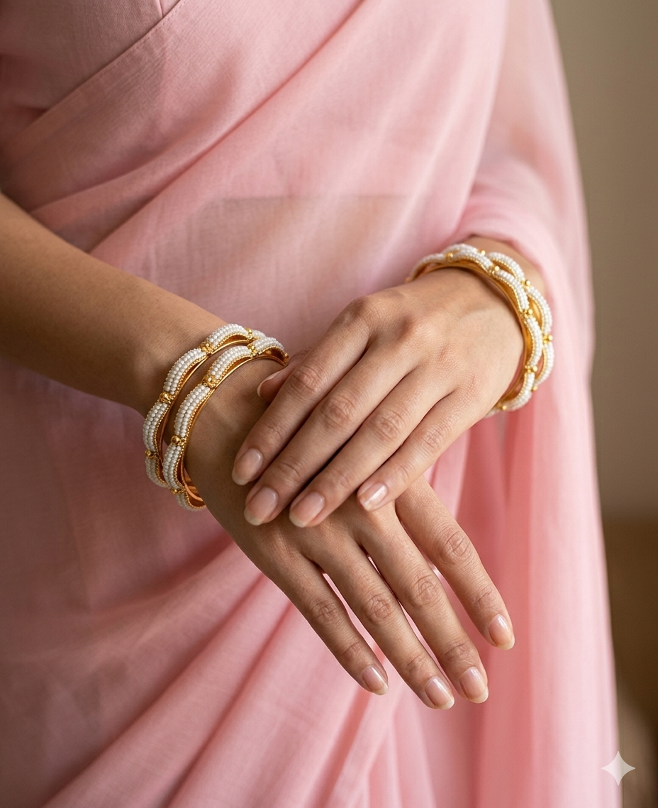 White Pearl Bangles