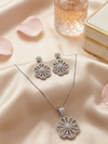 Floral Design Silver AD Pendant Set