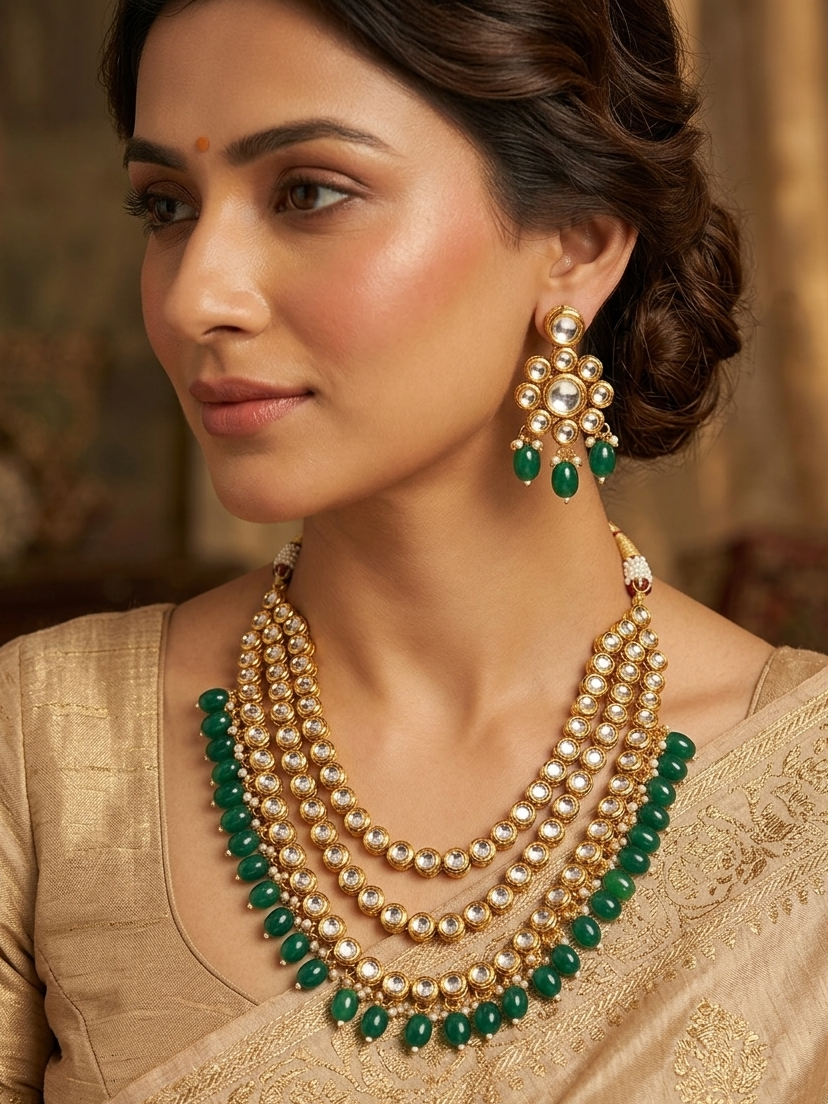 MultiLayer Kundan Set with Meenakari Work