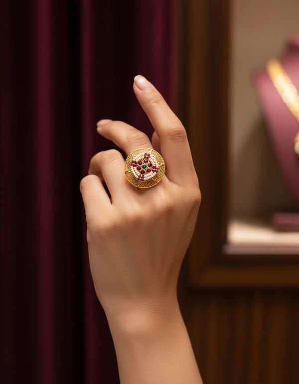 Buy Kundan Pearl Ring