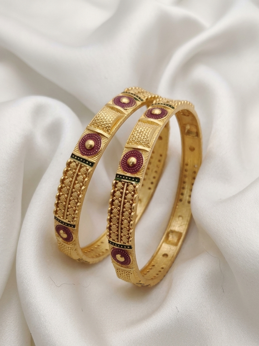 Rajwada Style Gold Plated Kada Bangle