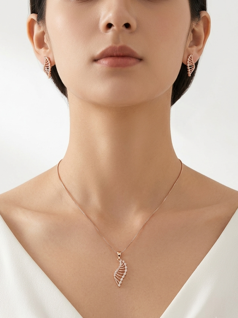 Buy Leaf Rose Gold Pendant Sets