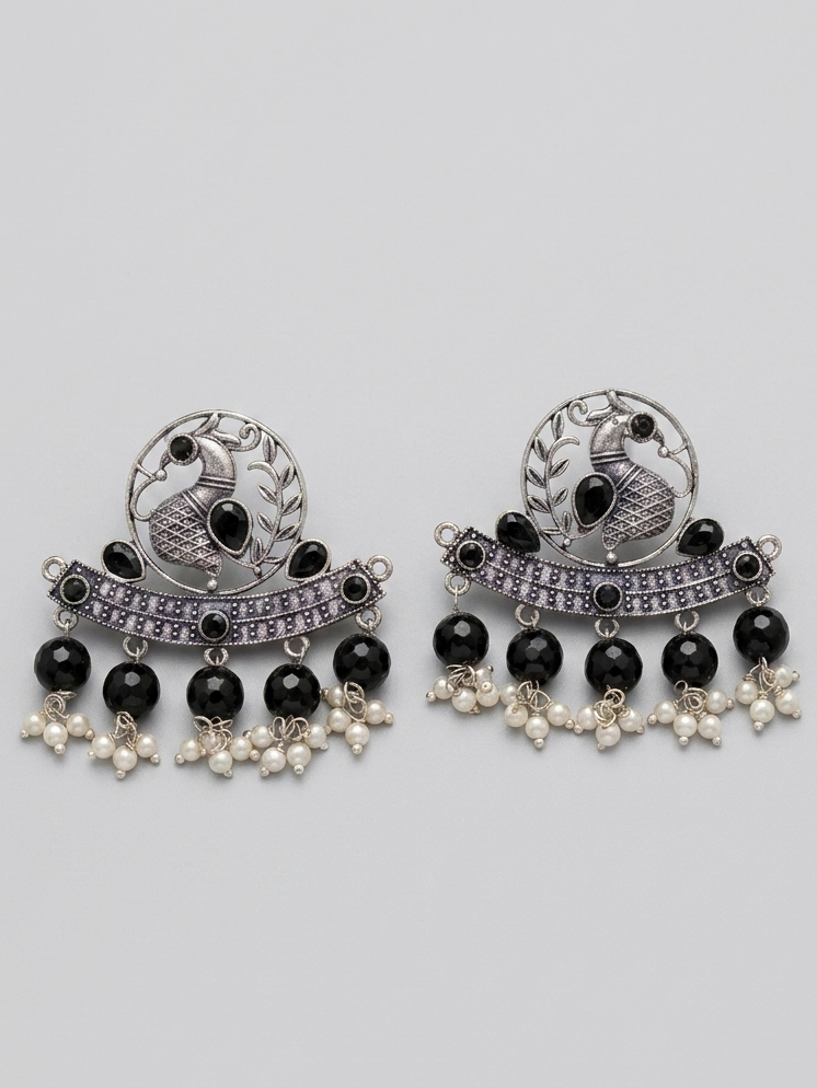 Dangling Peacock  Oxidized Earrings