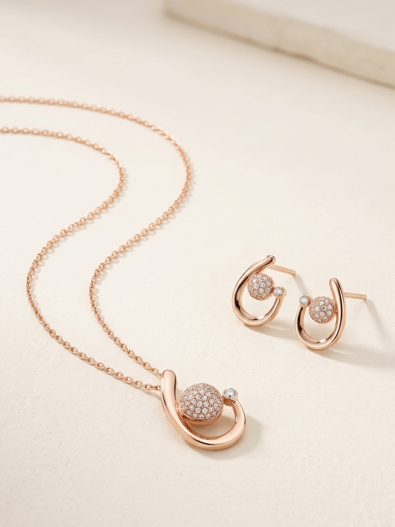 Meraki Gold Plated Studded Pendant with Earrings Sets