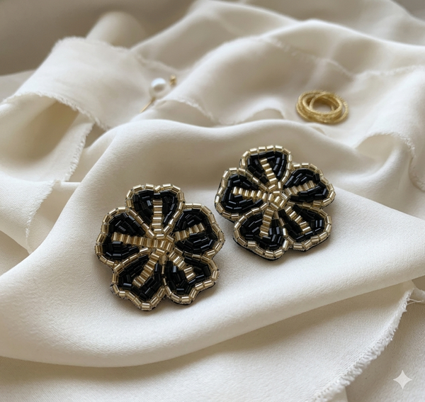 Golden Flower Design Quirky Earrings