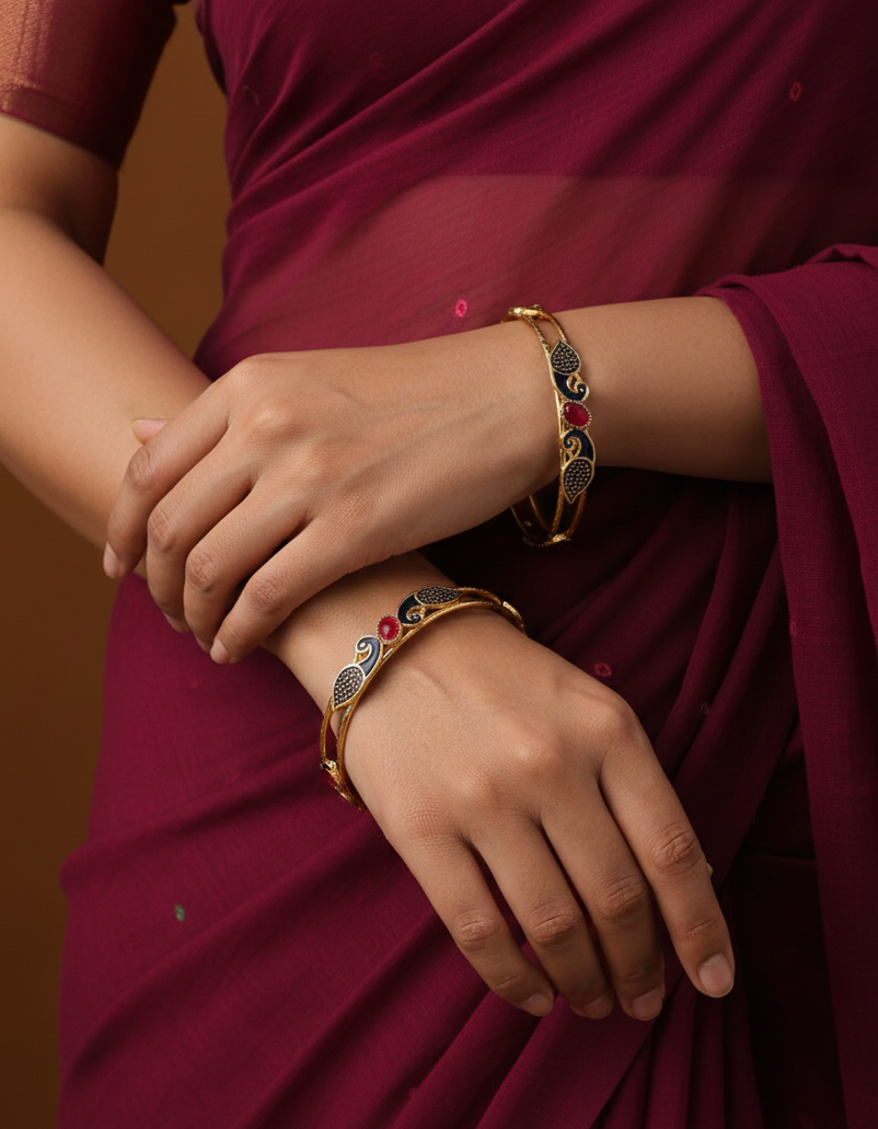 Peacock Design Gold Plated Bangles