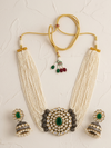 Meraki Gorgeous Pearl Nacklace Set with Kundan Stone