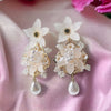 White Pearl Drop Long Earrings