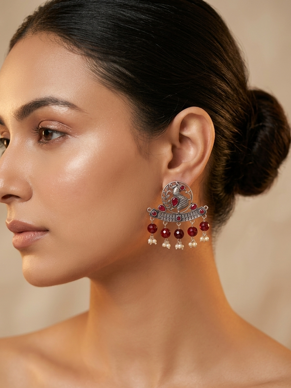 Dangling PeacockOxidized Earrings