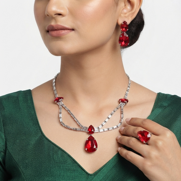 White Cubic Zirconia Stones American Diamond Set