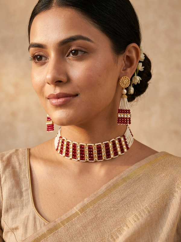 Meraki Kundan & Beads Choker Set