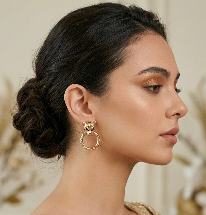 Panther Head Door Knocker Earrings